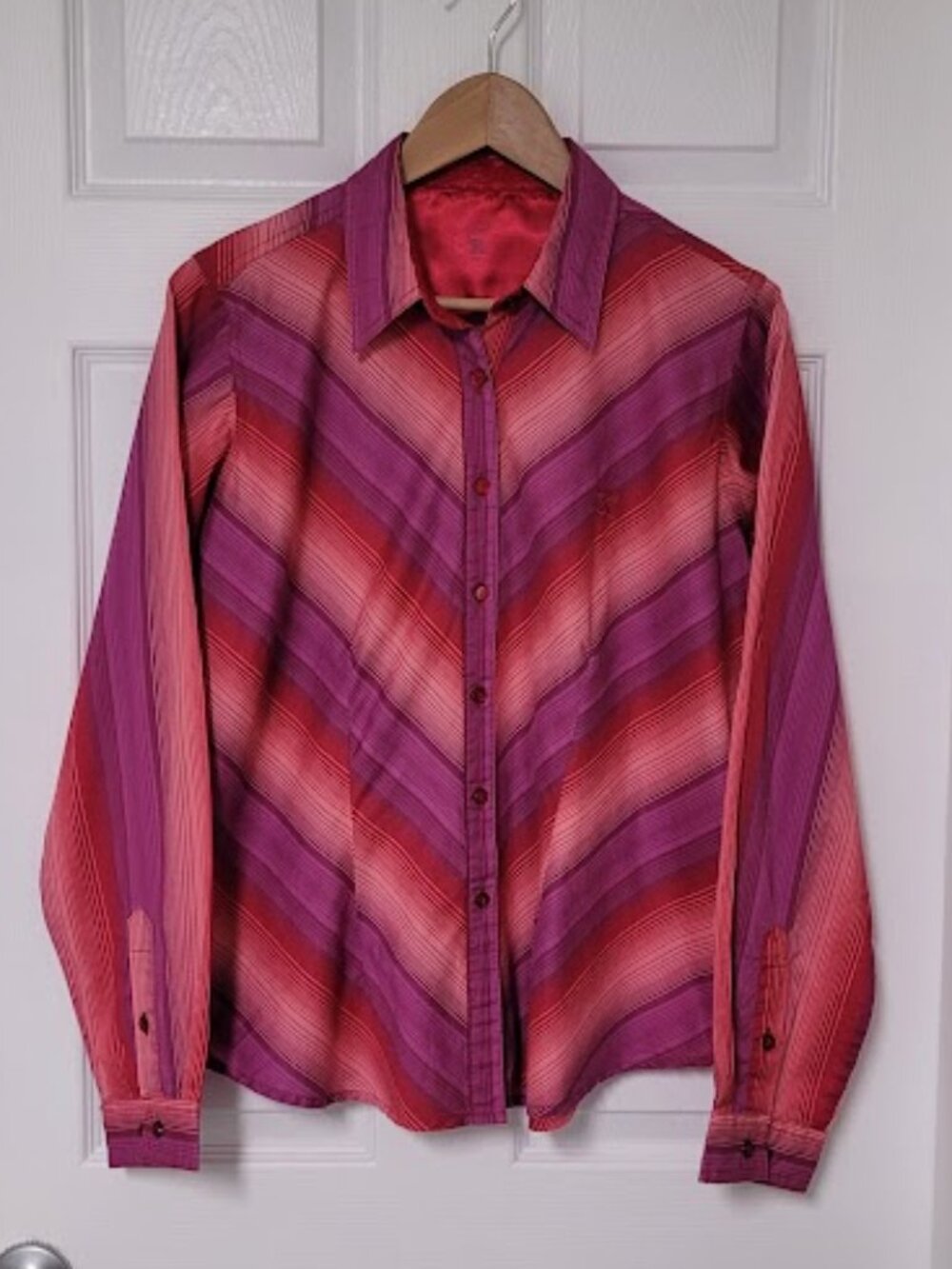 Glam Western Barbie Cowgirl Shirt-Medium Purple/Red/Coral Striped-RodeoTop-Y2K